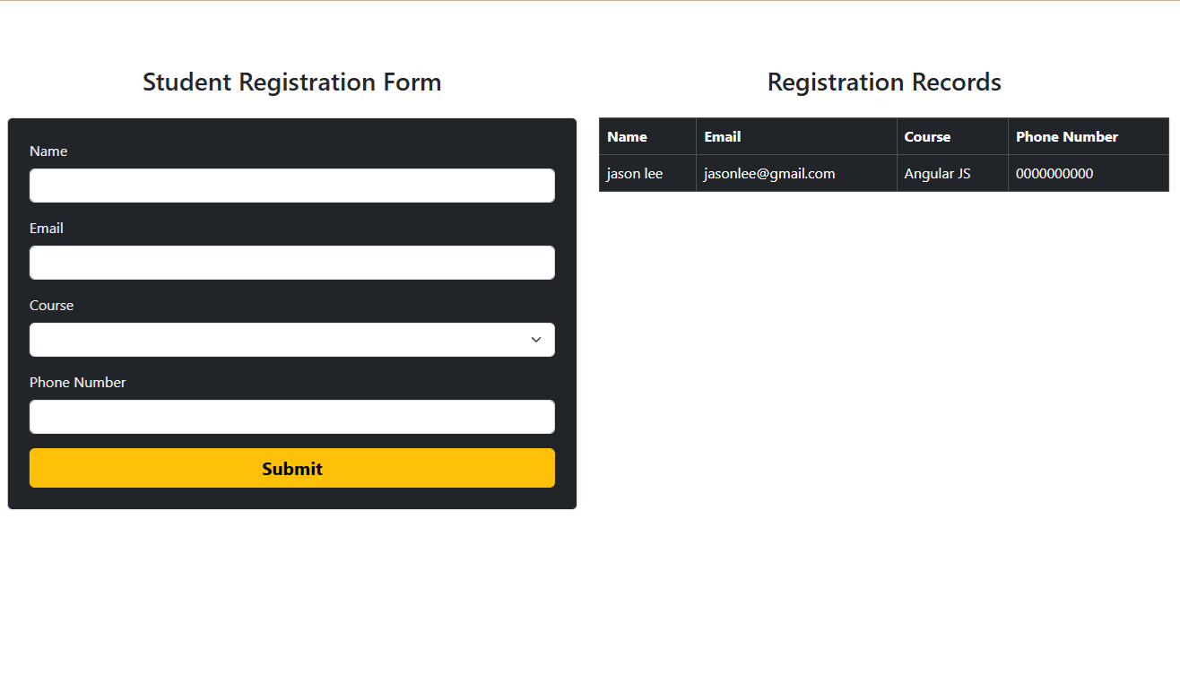 Student Registration Form & Records
